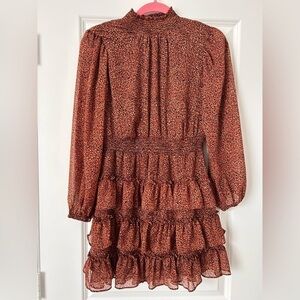 Express Mock Neck Long Sleeve Tiered Ruffle Dress